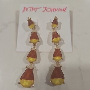 BETSEY JOHNSON Halloween Holiday Linear Dangle Drop Candy Corn Earrings NEW NWT